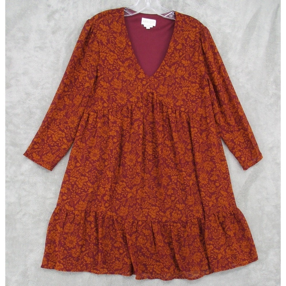 Apricot Dress Womens Size 6 Floral Tiered Boho Chiffon Cottage Pheasant Babydoll